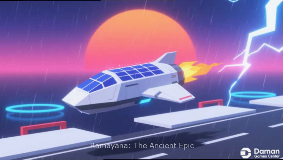 Ramayana: The Ancient Epic gameplay showing Lord Rama in battle with demons using his bow Kodanda
